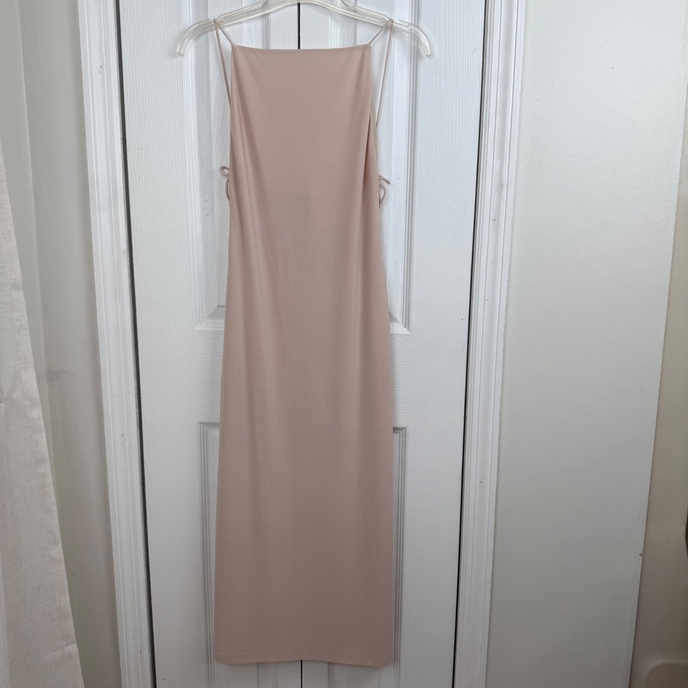 Alice + Olivia AIR Strappy Back Midi Dress Lace Up Blush Pink Size 10 USA